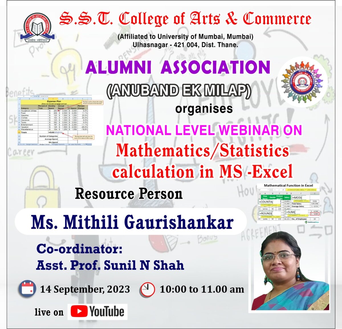 Mathematics Statistics Calculation In Ms Excel Sst College